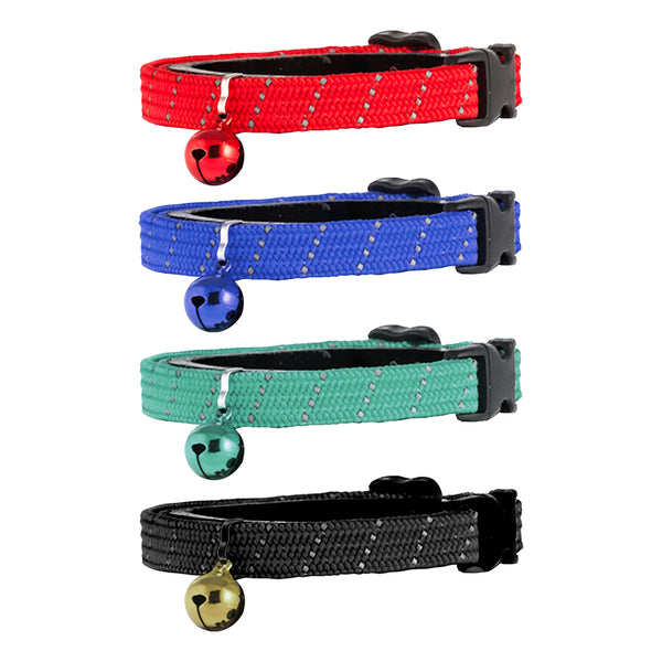 Full Stretch Breakaway Cat Collar + Bell | Reflective