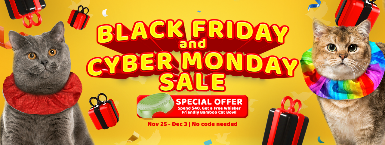Black Friday and Cyber Monday Sale: Free Whisker-Friendly Bamboo Cat Bowl for orders over $40