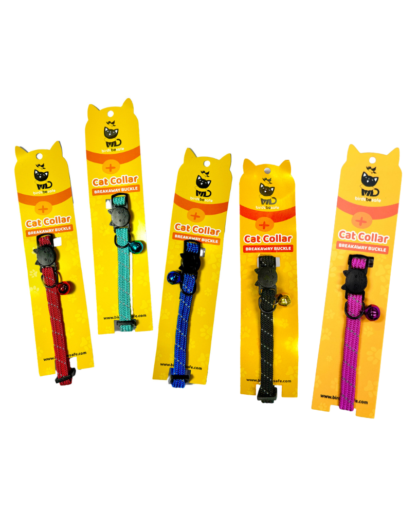 BirdsBeSafe Full Stretch Breakaway Cat Collar + Bell | Reflective