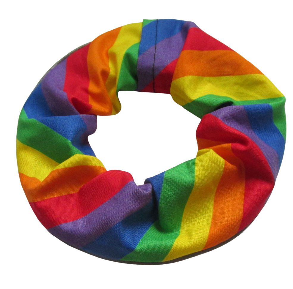 Rainbow version of Birdsbesafe cat collar cover