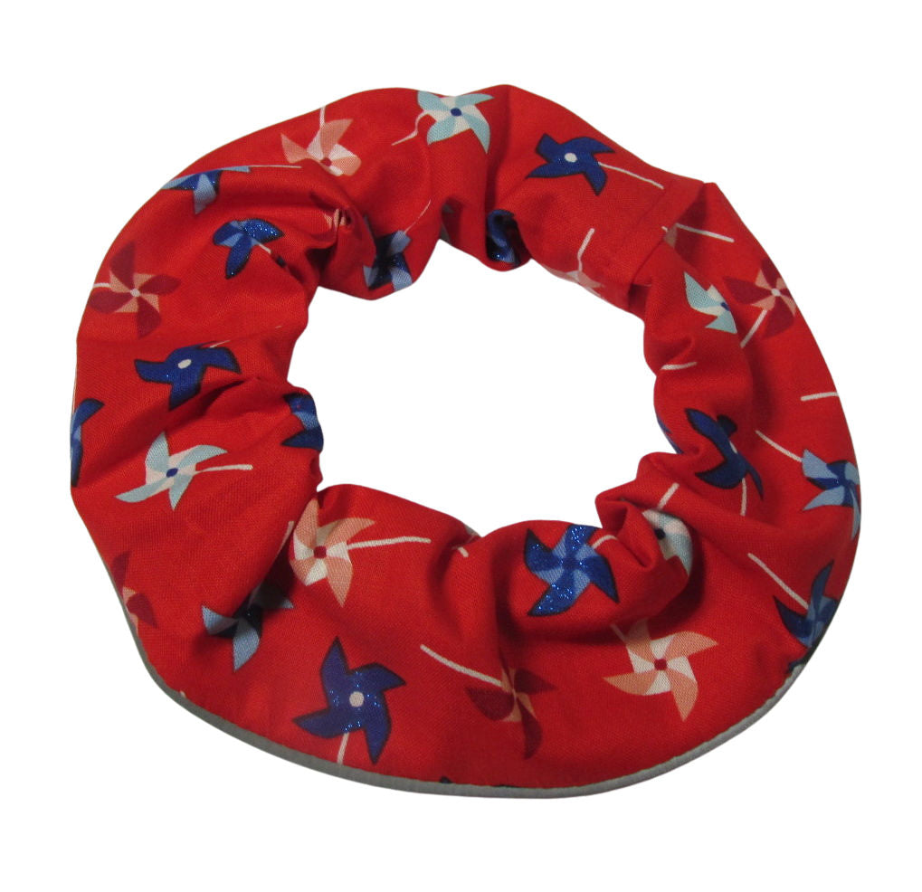Red Swirls design of Birdsbesafe cat collar cover protects birds from cats that hunt